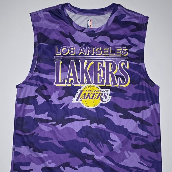 NBA Los Angeles Laker Mens Purple Camouflage Sleeveles Tank Top Shirt Size Small - Picture 1 of 9